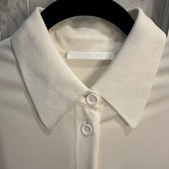 HELMUT LANG Off White Slim-Fit Stretch Button Down Shirt - Picture 7 of 7